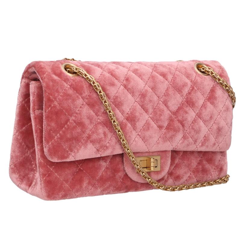 CHANEL 2.55 Velvet W Flap Chain Shoulder Bag Size ONE SIZE