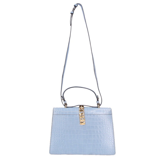 GUCCI Sylvie Crocodile Shoulder Bag Light Blue Size ONE SIZE