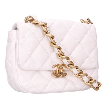 CHANEL Mini Matelasse Lambskin Chain Bag White Size ONE SIZE