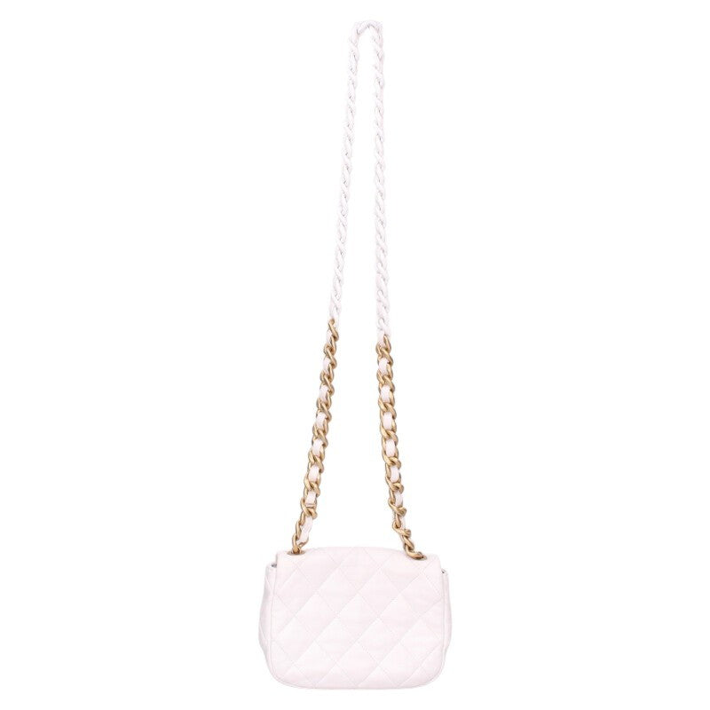 CHANEL Mini Matelasse Lambskin Chain Bag White Size ONE SIZE