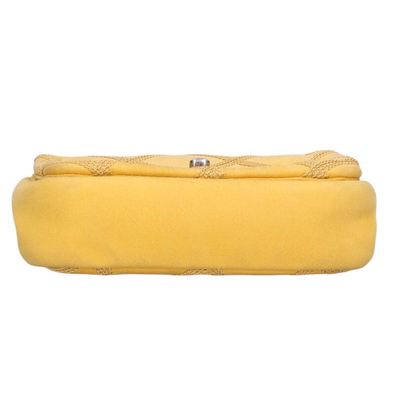 CHANEL Quilted Canvas Chain Bag Yellow Size ONE SIZE