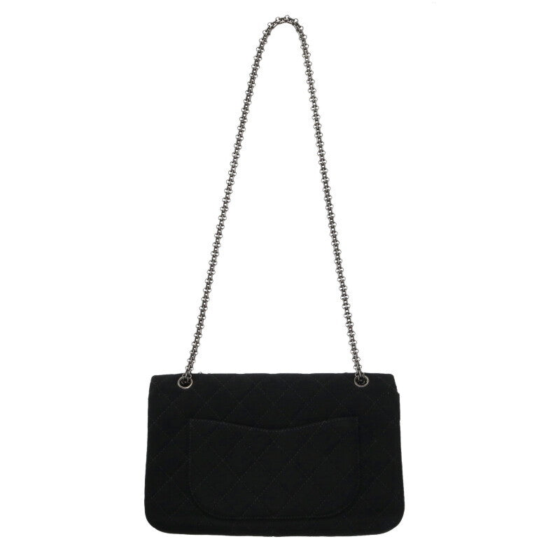 CHANEL 2.55 Double Flap Jersey Bag Black Size ONE SIZE