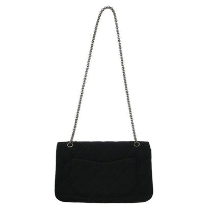 CHANEL 2.55 Double Flap Jersey Bag Black Size ONE SIZE