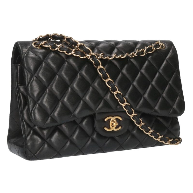 CHANEL Quilted 30 Lambskin Chain Bag Black Size ONE SIZE