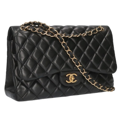 CHANEL Quilted 30 Lambskin Chain Bag Black Size ONE SIZE