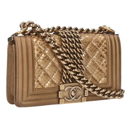 CHANEL Boy Chanel 20 Python Chain Bag Gold Size ONE SIZE