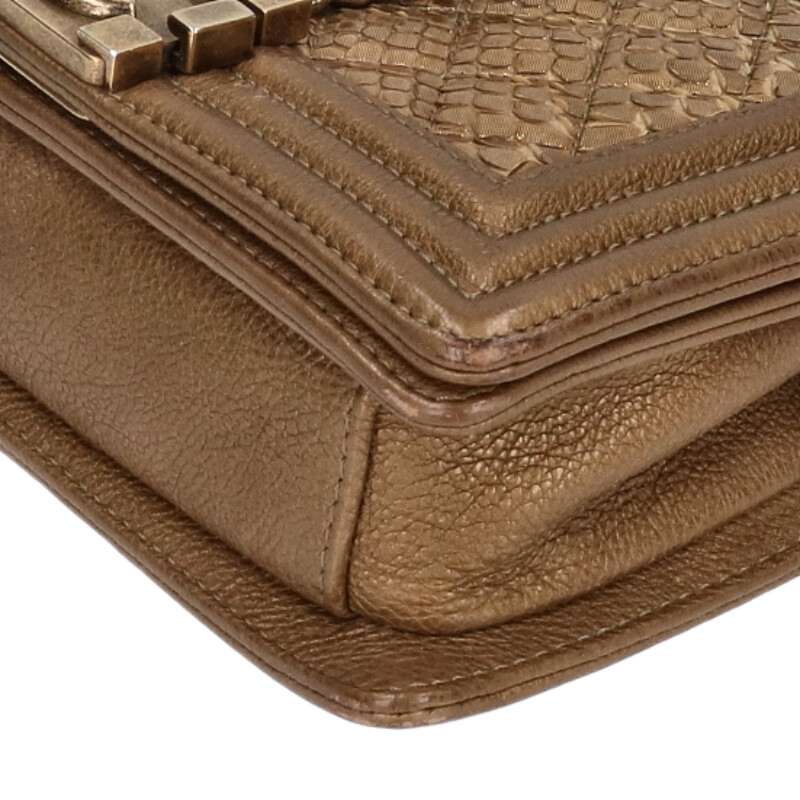 CHANEL Boy Chanel 20 Python Chain Bag Gold Size ONE SIZE