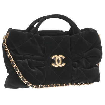 CHANEL Mini Bow Velvet Bag Black/Gold Size ONE SIZE