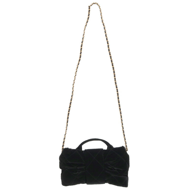 CHANEL Mini Bow Velvet Bag Black/Gold Size ONE SIZE