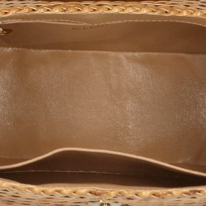 CHANEL Straw Lambskin Chain Bag Brown Size ONE SIZE