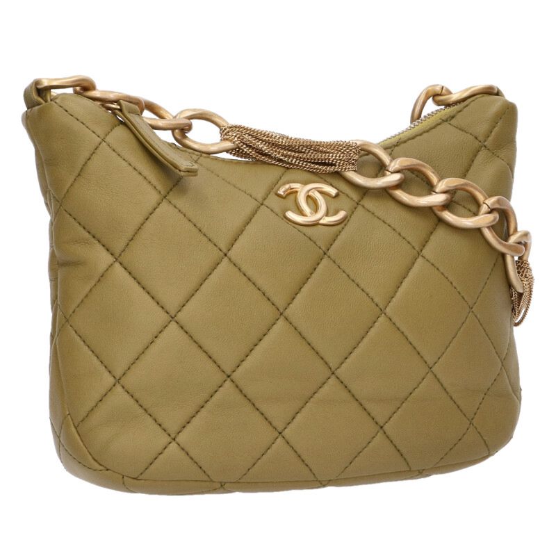 CHANEL Small Hobo Shoulder Bag Olive/Gold Size ONE SIZE