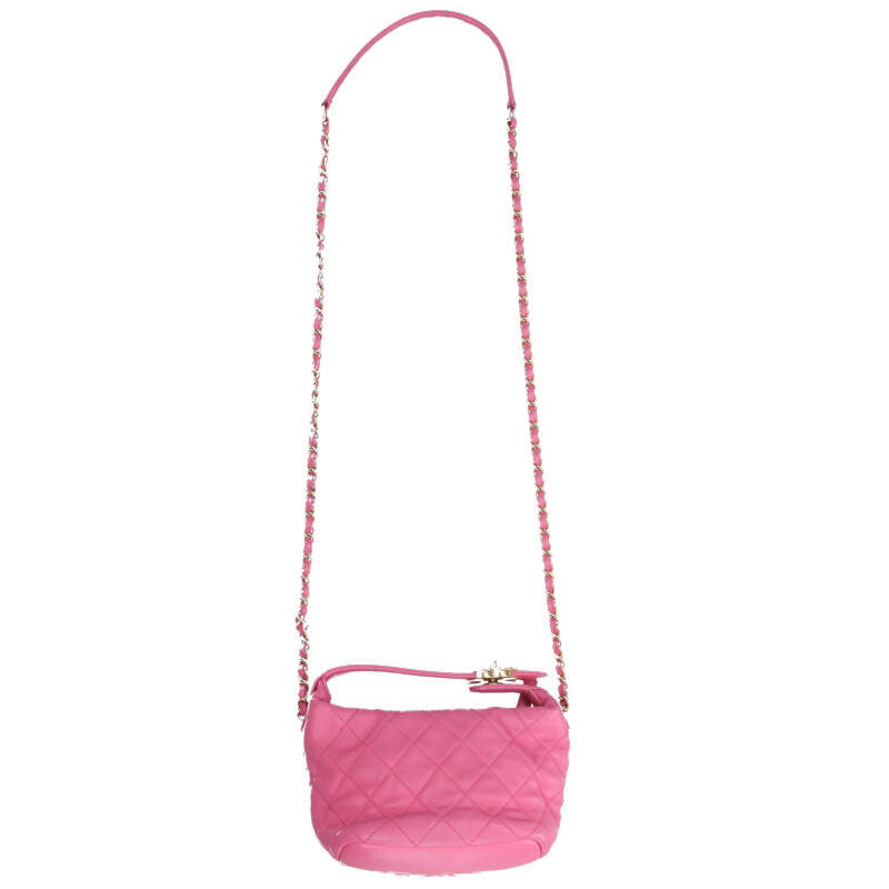 CHANEL Matelasse Lambskin Chain Shoulder Bag Size ONE Pink