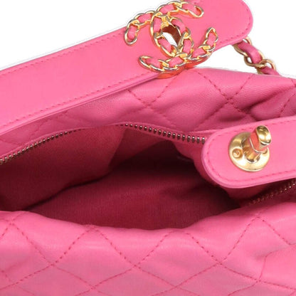 CHANEL Matelasse Lambskin Chain Shoulder Bag Size ONE Pink