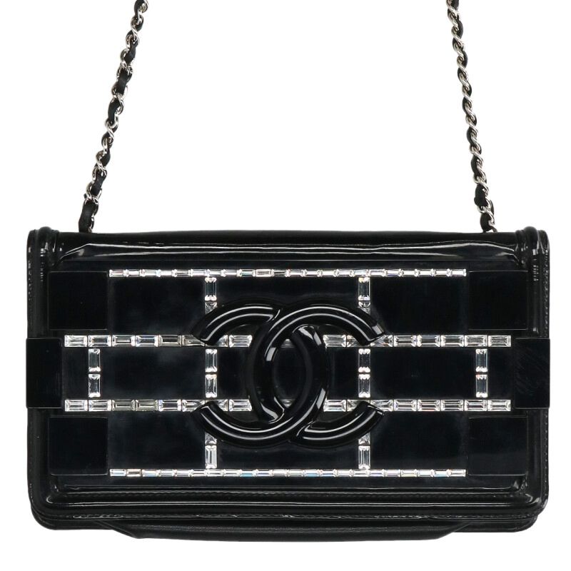 CHANEL CC Filigree Coco Mark Patent Chain Bag Size ONE SIZE