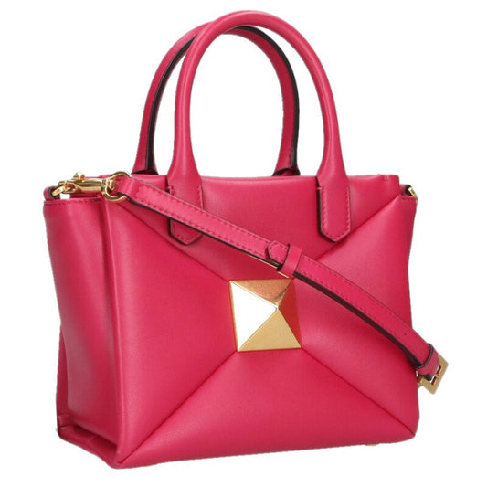 VALENTINO Roman Stud Leather Shoulder Bag Pink Size ONE SIZE