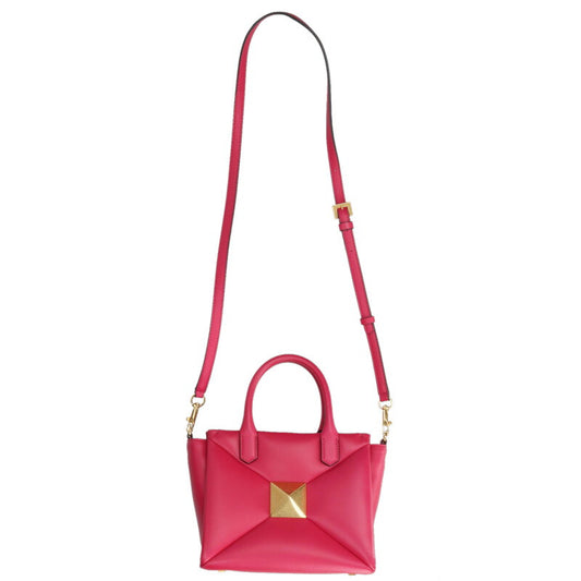 VALENTINO Roman Stud Leather Shoulder Bag Pink Size ONE SIZE