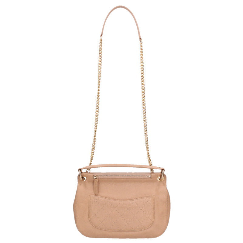 CHANEL Caviar Skin Chain Shoulder Bag Beige Size ONE SIZE