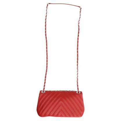 CHANEL Chevron Lambskin Chain Shoulder Bag Red Size ONE SIZE