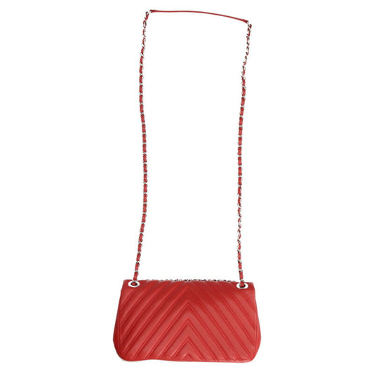 CHANEL Chevron Lambskin Chain Shoulder Bag Red Size ONE SIZE