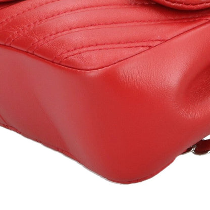 CHANEL Chevron Lambskin Chain Shoulder Bag Red Size ONE SIZE