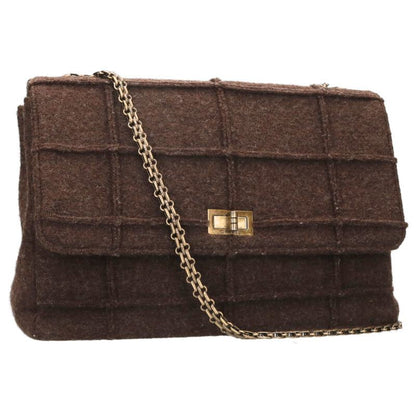 CHANEL 2.55 Chocobar Wool Chain Shoulder Bag Size ONE SIZE