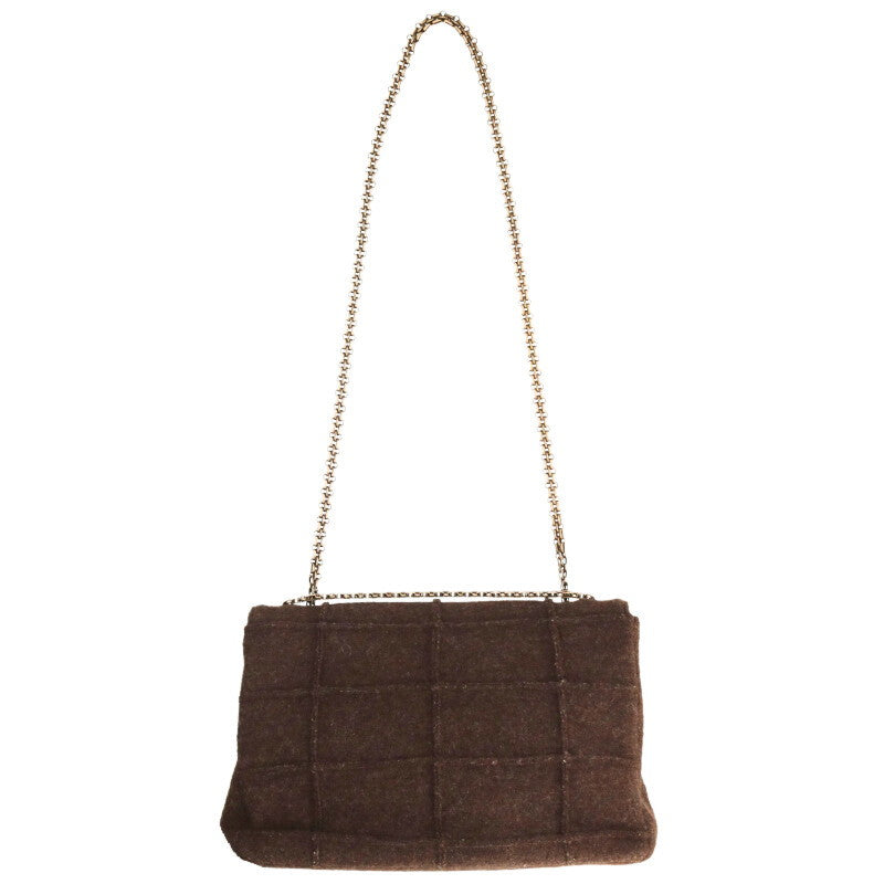 CHANEL 2.55 Chocobar Wool Chain Shoulder Bag Size ONE SIZE
