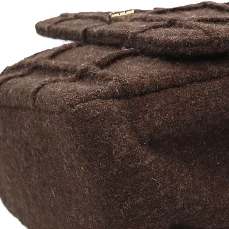 CHANEL 2.55 Chocobar Wool Chain Shoulder Bag Size ONE SIZE