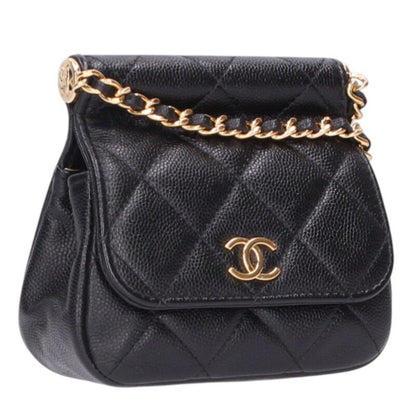 CHANEL Coco Mark Caviar Skin Chain Shoulder Size ONE SIZE