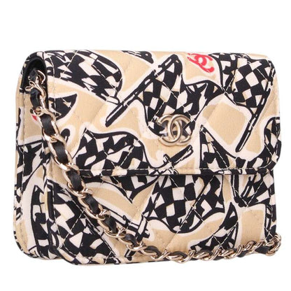 CHANEL Checker Flag Coco Mark Mini Chain Bag Size ONE SIZE