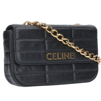 CELINE Chain Strap Logo Leather Shoulder Bag Size ONE SIZE