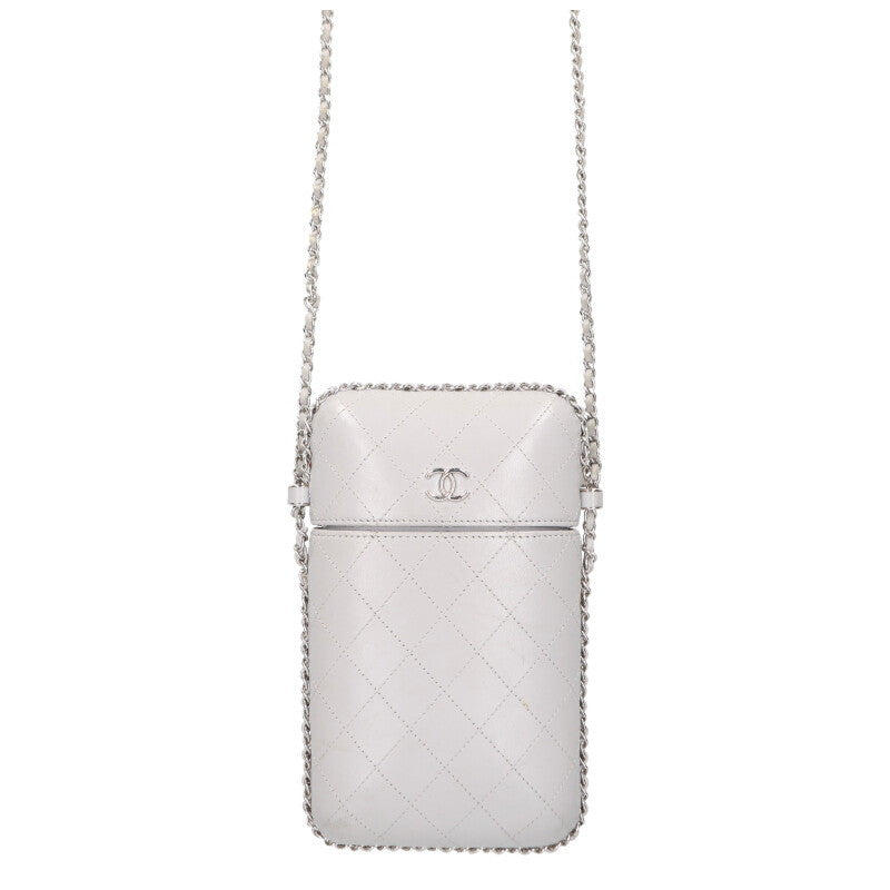CHANEL Matelasse Lambskin Chain Phone Case Bag Size ONE SIZE