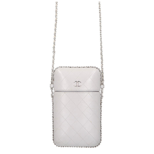 CHANEL Matelasse Lambskin Chain Phone Case Bag Size ONE SIZE