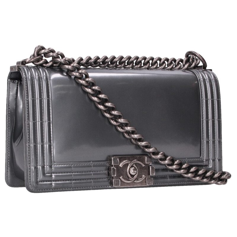 CHANEL Boy Chanel 25 Patent Chain Shoulder Bag Size ONE SIZE