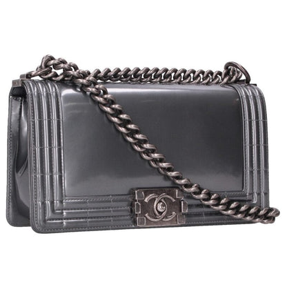 CHANEL Boy Chanel 25 Patent Chain Shoulder Bag Size ONE SIZE