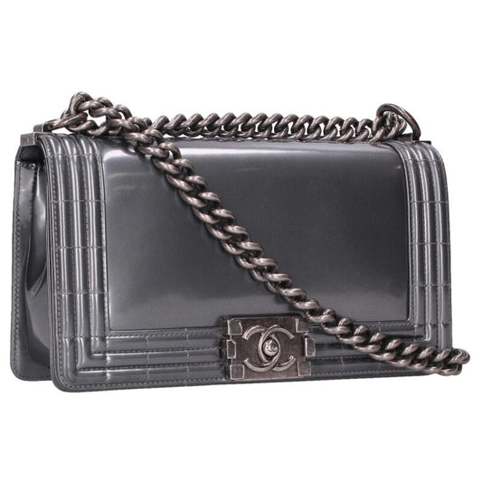 CHANEL Boy Chanel 25 Patent Chain Shoulder Bag Size ONE SIZE