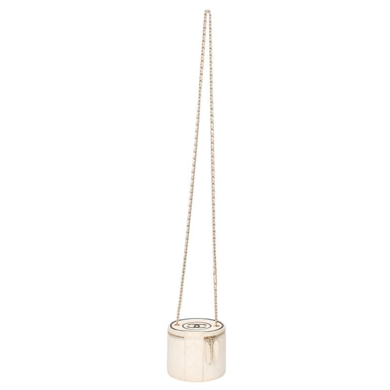 CHANEL Coco Mark Round Chain Vanity Bag White Size ONE SIZE