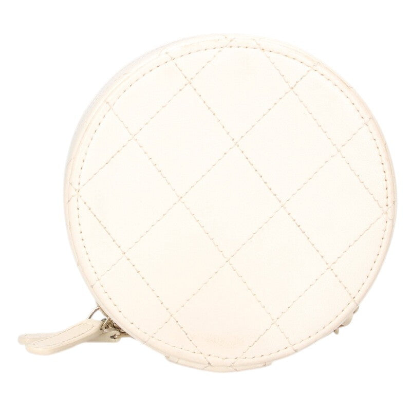 CHANEL Coco Mark Round Chain Vanity Bag White Size ONE SIZE