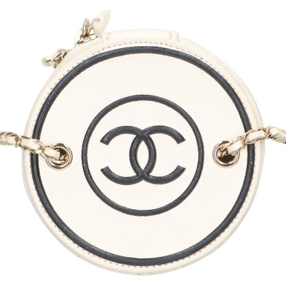 CHANEL Coco Mark Round Chain Vanity Bag White Size ONE SIZE