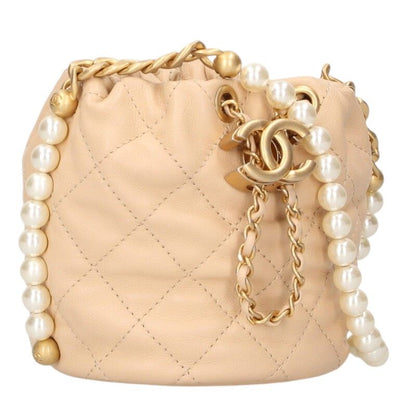 CHANEL Matelasse Lambskin Pearl Chain Shoulder Size ONE SIZE