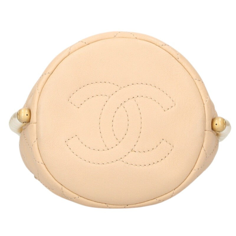 CHANEL Matelasse Lambskin Pearl Chain Shoulder Size ONE SIZE