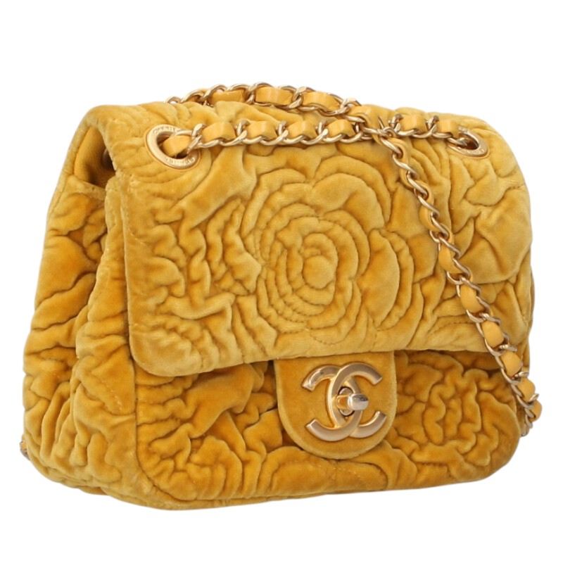 CHANEL Camellia Velvet Chain Shoulder Bag Size ONE SIZE