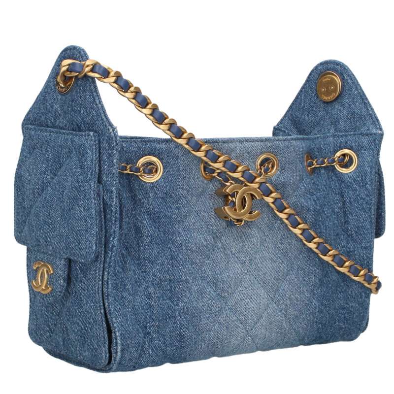 CHANEL Denim GHW Chain Shoulder Bag Indigo