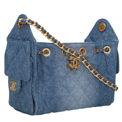 CHANEL Denim GHW Chain Shoulder Bag Indigo