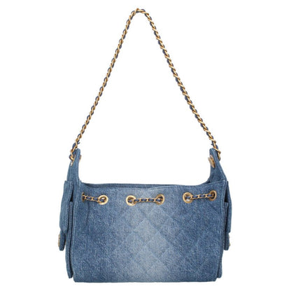 CHANEL Denim GHW Chain Shoulder Bag Indigo