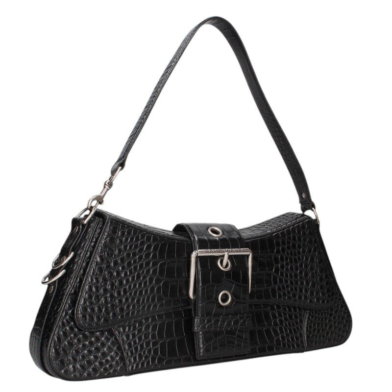 BALENCIAGA Lindsay Large Croc Embossed Black Size ONE SIZE