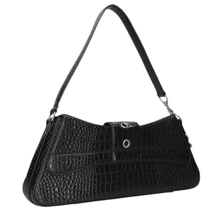 BALENCIAGA Lindsay Large Croc Embossed Black Size ONE SIZE