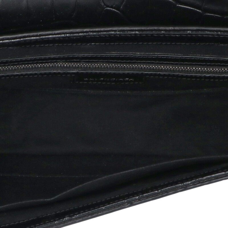 BALENCIAGA Lindsay Large Croc Embossed Black Size ONE SIZE