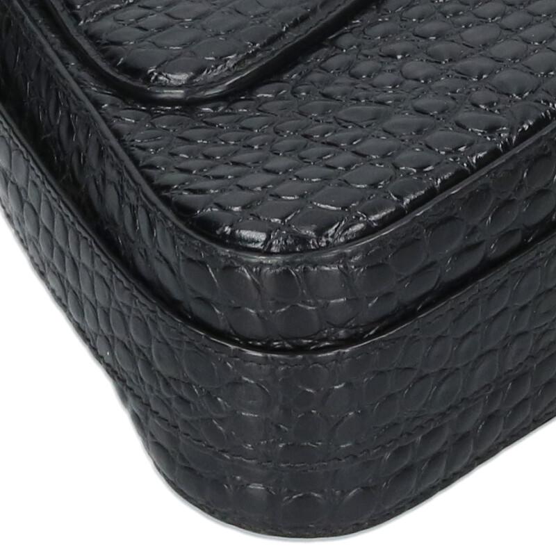 BALENCIAGA Lindsay Large Croc Embossed Black Size ONE SIZE