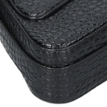 BALENCIAGA Lindsay Large Croc Embossed Black Size ONE SIZE