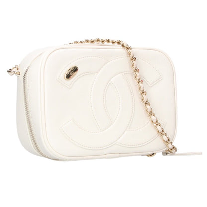 CHANEL Coco Mark Chain Camera Bag White Size ONE SIZE